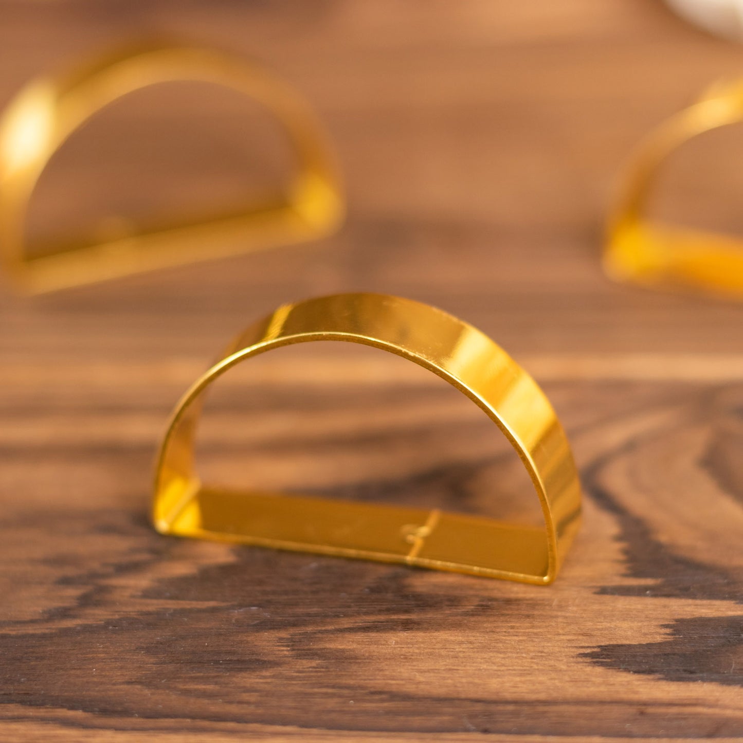 4 Pack | 2" Shiny Gold Metal Semicircle Napkin Rings, D-Shaped Serviette Buckle Napkin Holders