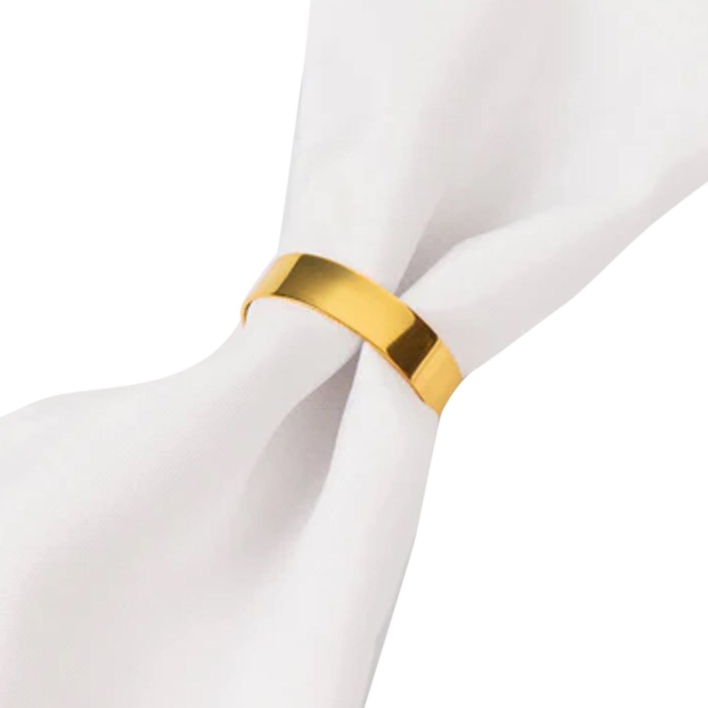 4 Pack | 2" Shiny Gold Metal Semicircle Napkin Rings, D-Shaped Serviette Buckle Napkin Holders