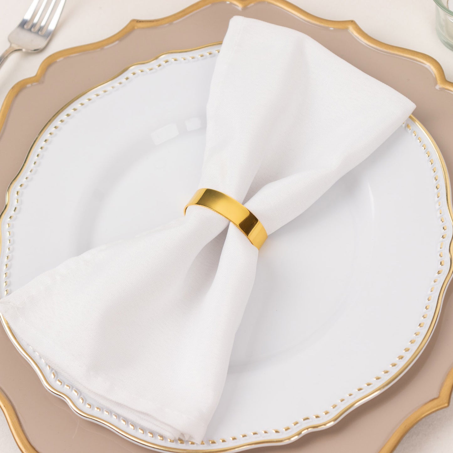 4 Pack | 2" Shiny Gold Metal Semicircle Napkin Rings, D-Shaped Serviette Buckle Napkin Holders