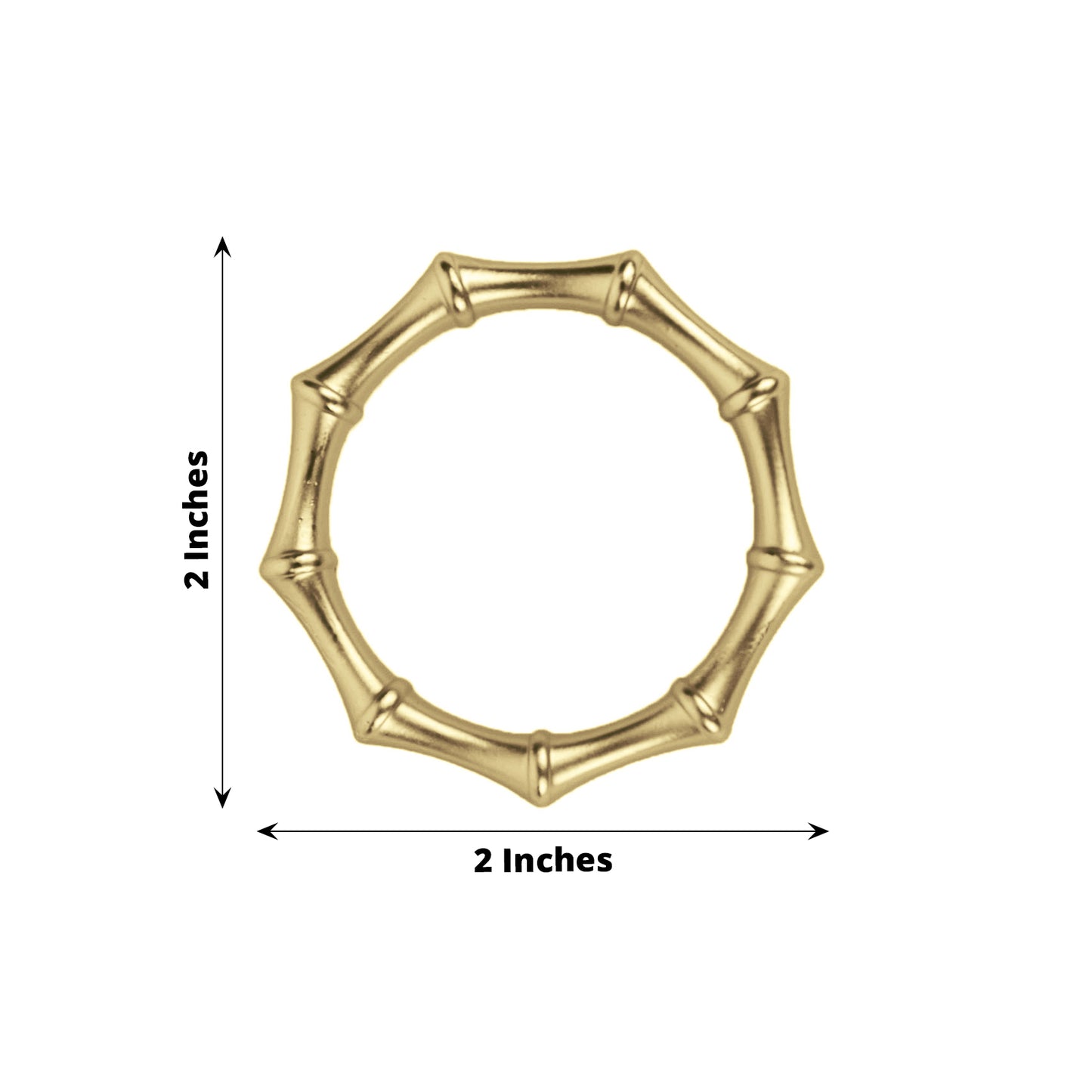 4 Pack Gold Metal Napkin Rings Bamboo Knuckle Style, Modern Serviette Holders - 2"