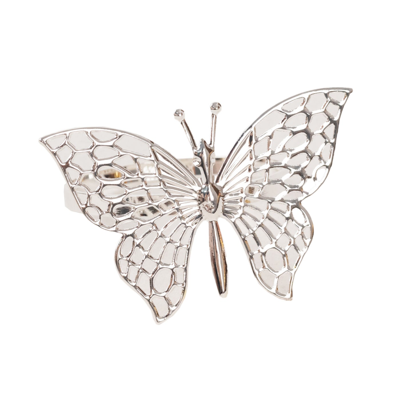 Silver butterfly napkin ring, decorative laser cut cloth napkin holder.