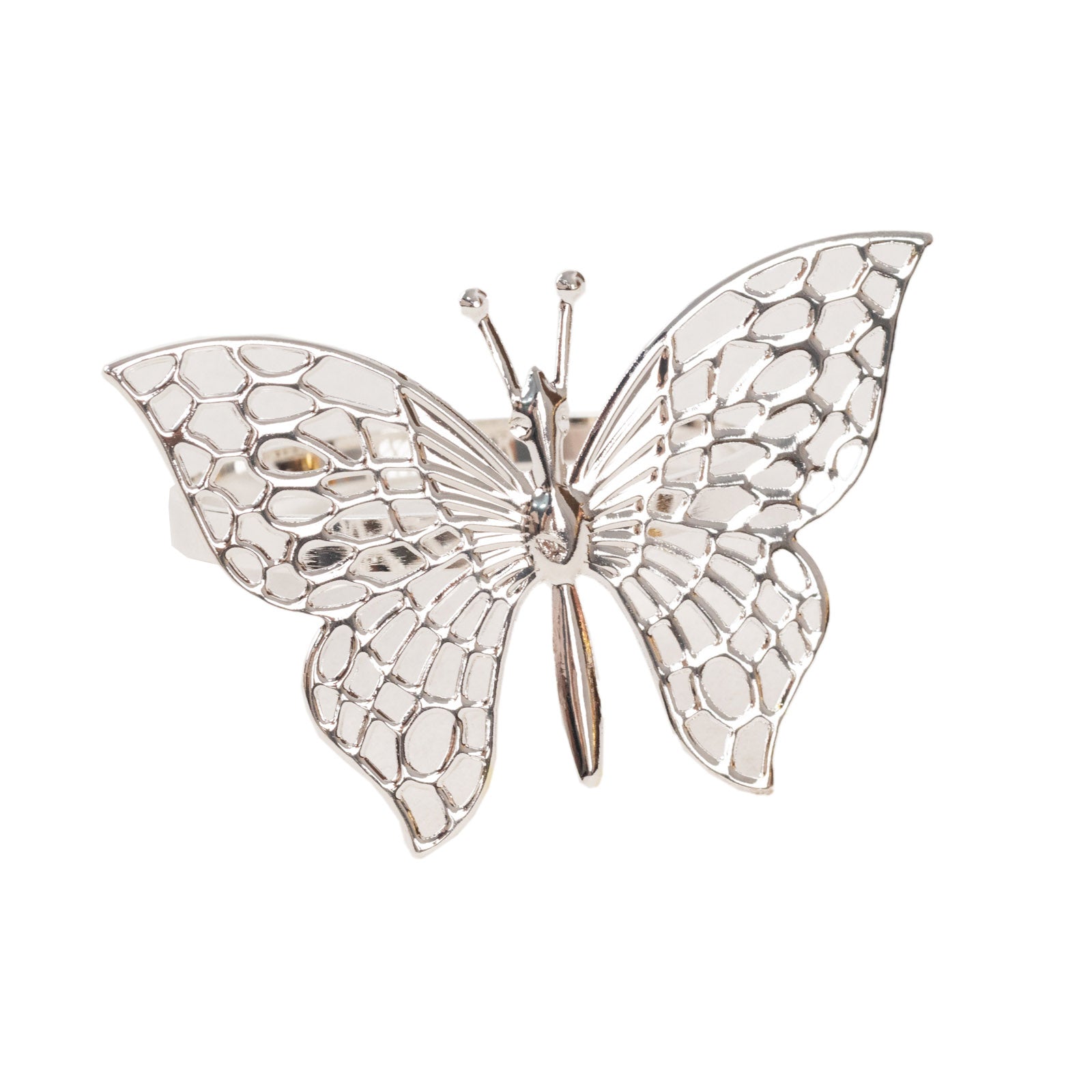 Silver butterfly napkin ring, decorative laser cut cloth napkin holder.