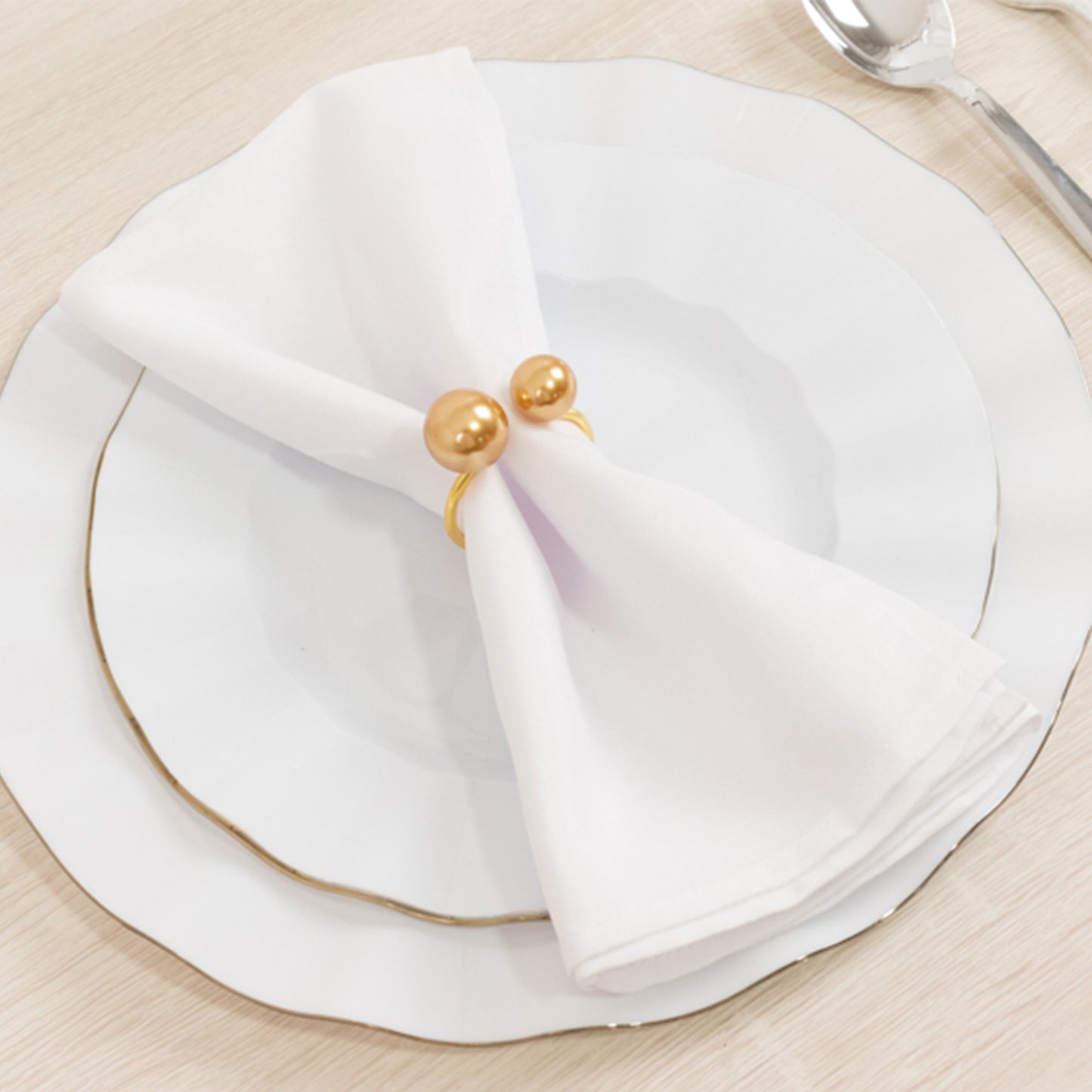 10 Pack Gold Pearl Metal Napkin Holders Dining Table Decor, Elegant Round Wedding Napkin Rings - 2.5"