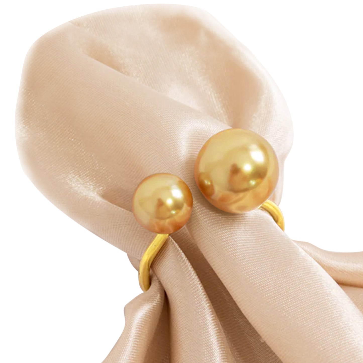 10 Pack Gold Pearl Metal Napkin Holders Dining Table Decor, Elegant Round Wedding Napkin Rings - 2.5"