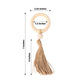 4 Pack Cream Wooden Napkin Rings with Woven Jute Beaded Tassel, Rustic Boho Chic Serviette Buckles