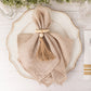 4 Pack Cream Wooden Napkin Rings with Woven Jute Beaded Tassel, Rustic Boho Chic Serviette Buckles