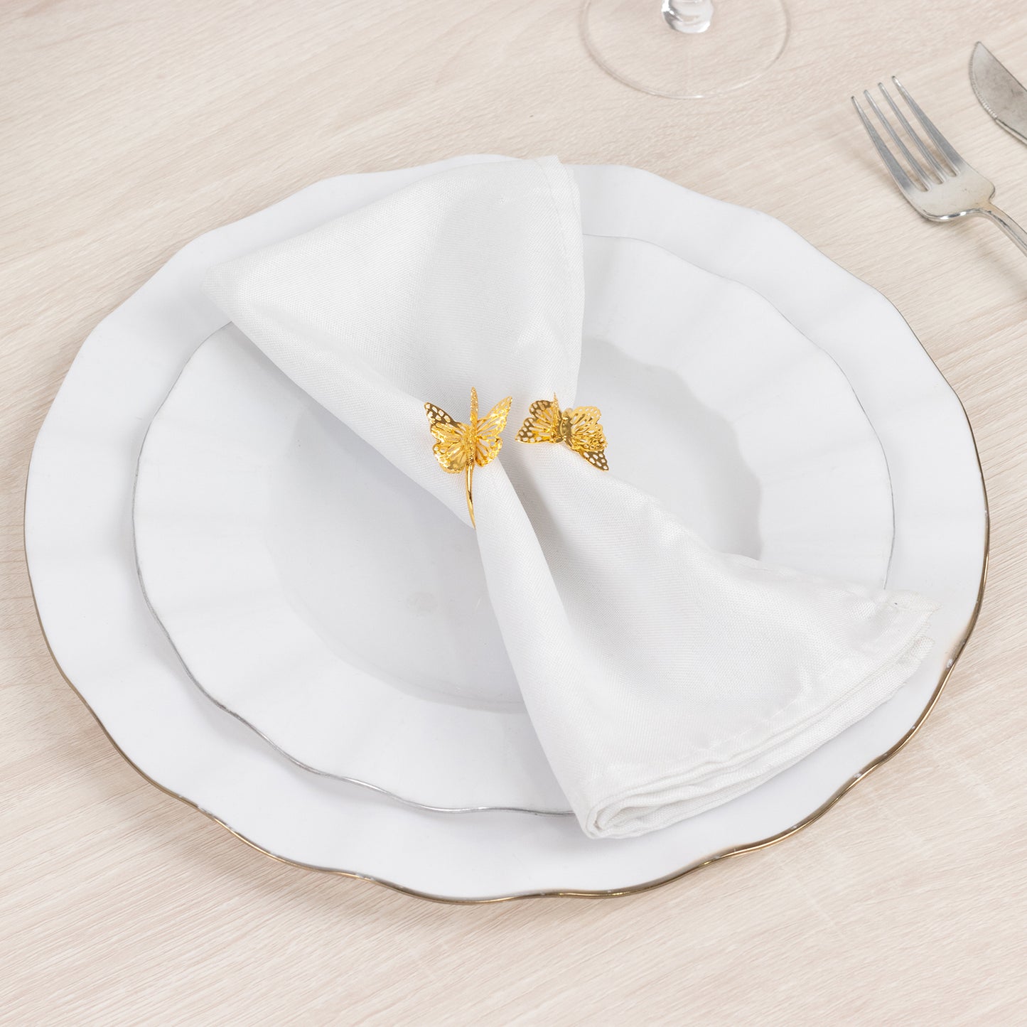 4 Pack Gold Laser Cut Butterfly Metal Napkin Holder Dining Table Decor, Spiral Wedding Napkin Rings - 2"