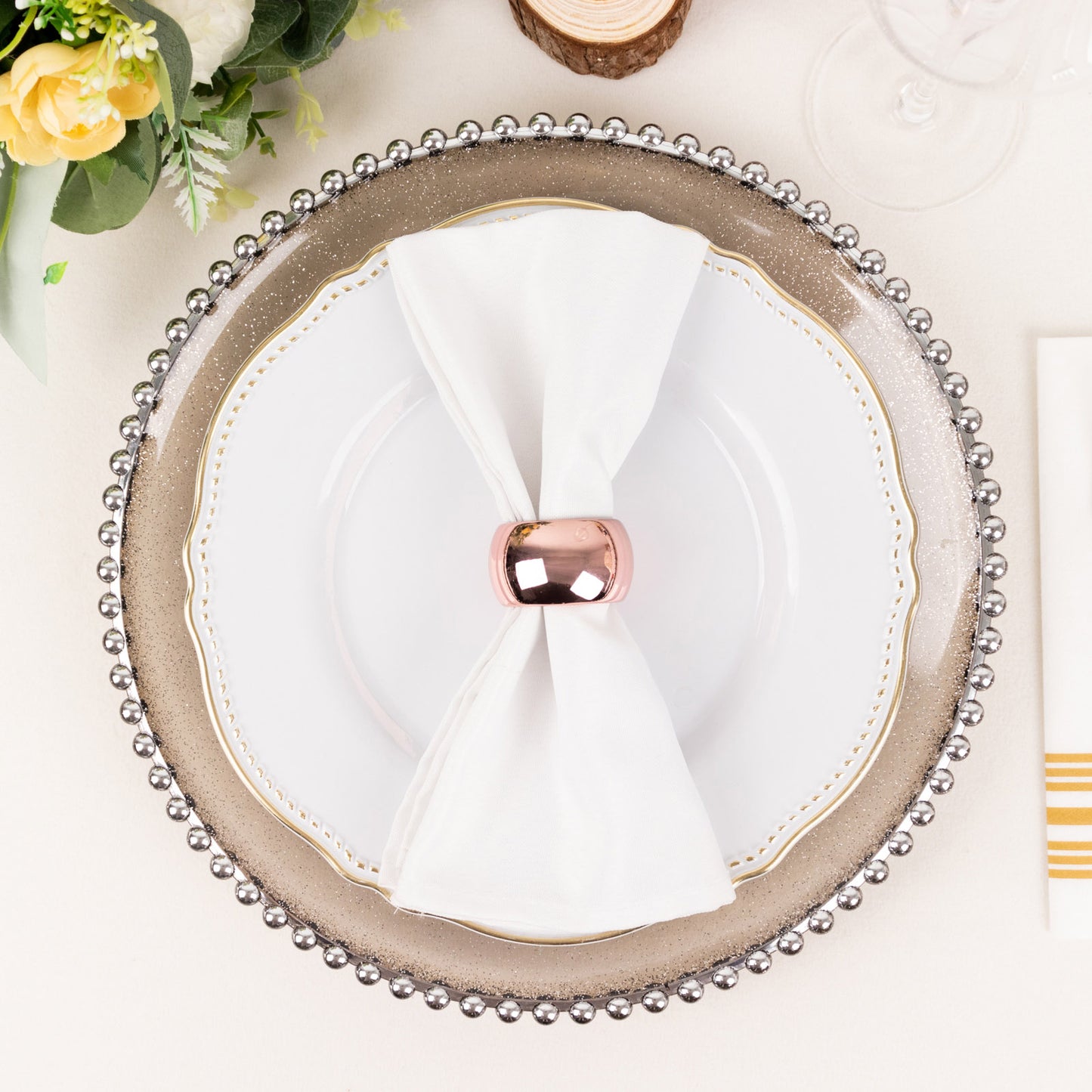 4 Pack Blush | Rose Gold Acrylic Napkin Rings