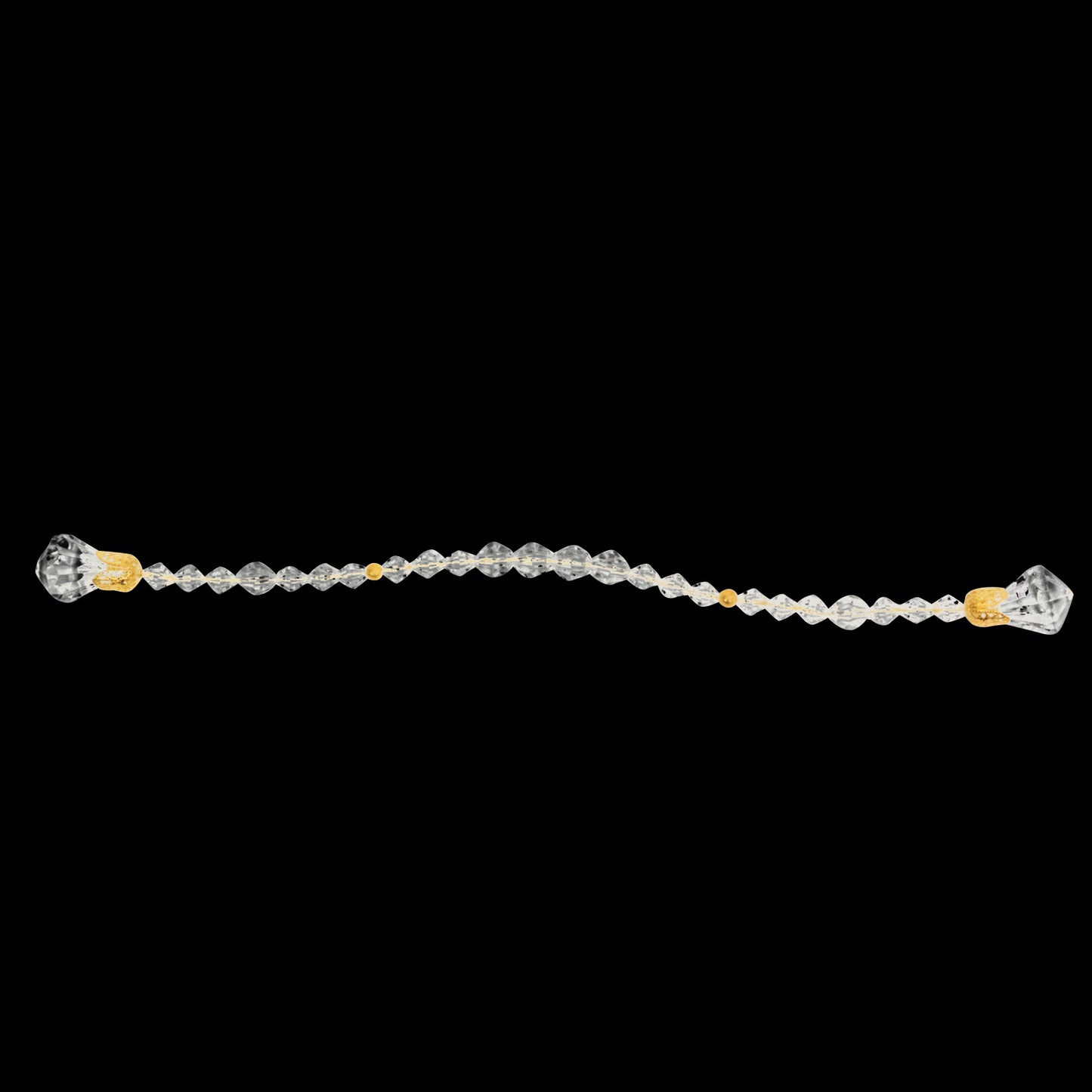 Clear crystal beaded napkin ring with gold accents. Elegant table accessory.