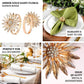 Amber gold floral napkin holders with rhinestone accents, perfect for elegant dining.