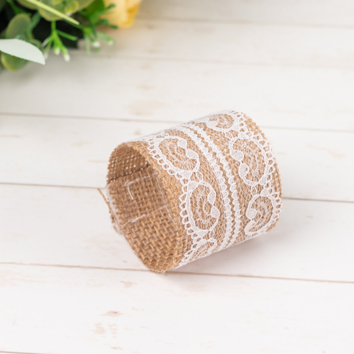 6 Pack | Rustic Boho Chic Burlap and Lace Napkin Rings, Farmhouse Style Jute Serviette Buckles Holder