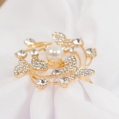 Gold Metal Napkin Rings With Butterfly Wreath Design