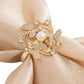 4 Pack Gold Metal Butterfly Napkin Rings with Pearl and Rhinestone Accents, Elegant Table Decoration for Weddings, Events, and Parties