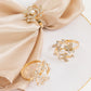 4 Pack Gold Metal Butterfly Napkin Rings with Pearl and Rhinestone Accents, Elegant Table Decoration for Weddings, Events, and Parties