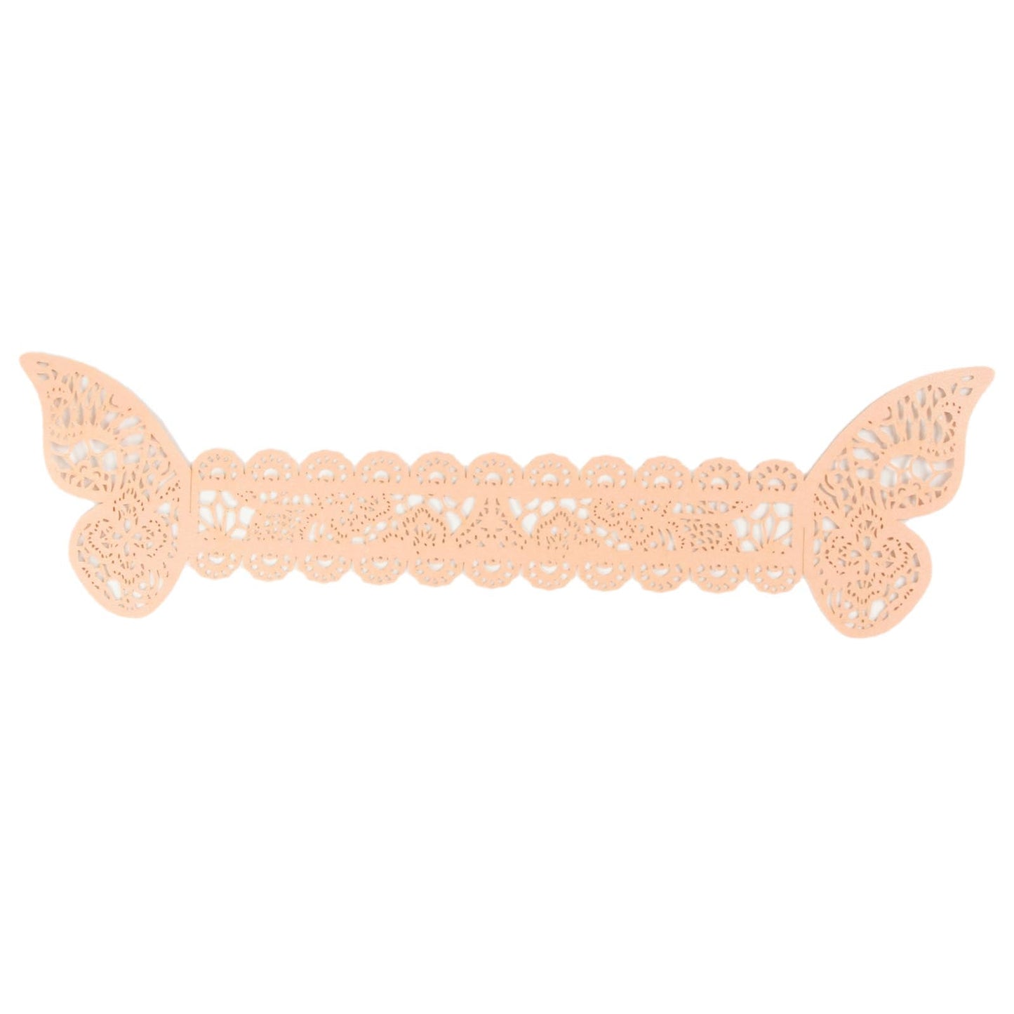 12 Pack Blush Shimmery Laser Cut Butterfly Paper Napkin Rings, Chair Sash Bows, Serviette Holders