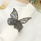 12 Pack | Black Shimmery Laser Cut Butterfly Paper Napkin Rings, Chair Sash Bows, Serviette Holders