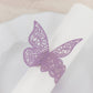 12 Pack Lavender 3D Butterfly Shimmery Paper Napkin Holders, Laser Cut Disposable Napkin Rings Bands with Lace Pattern