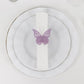12 Pack Lavender 3D Butterfly Shimmery Paper Napkin Holders, Laser Cut Disposable Napkin Rings Bands with Lace Pattern