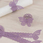 12 Pack Lavender 3D Butterfly Shimmery Paper Napkin Holders, Laser Cut Disposable Napkin Rings Bands with Lace Pattern