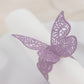 12 Pack Lavender 3D Butterfly Shimmery Paper Napkin Holders, Laser Cut Disposable Napkin Rings Bands with Lace Pattern