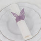 12 Pack Lavender 3D Butterfly Shimmery Paper Napkin Holders, Laser Cut Disposable Napkin Rings Bands with Lace Pattern