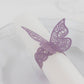 12 Pack Lavender 3D Butterfly Shimmery Paper Napkin Holders, Laser Cut Disposable Napkin Rings Bands with Lace Pattern