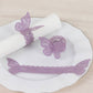 12 Pack Lavender 3D Butterfly Shimmery Paper Napkin Holders, Laser Cut Disposable Napkin Rings Bands with Lace Pattern