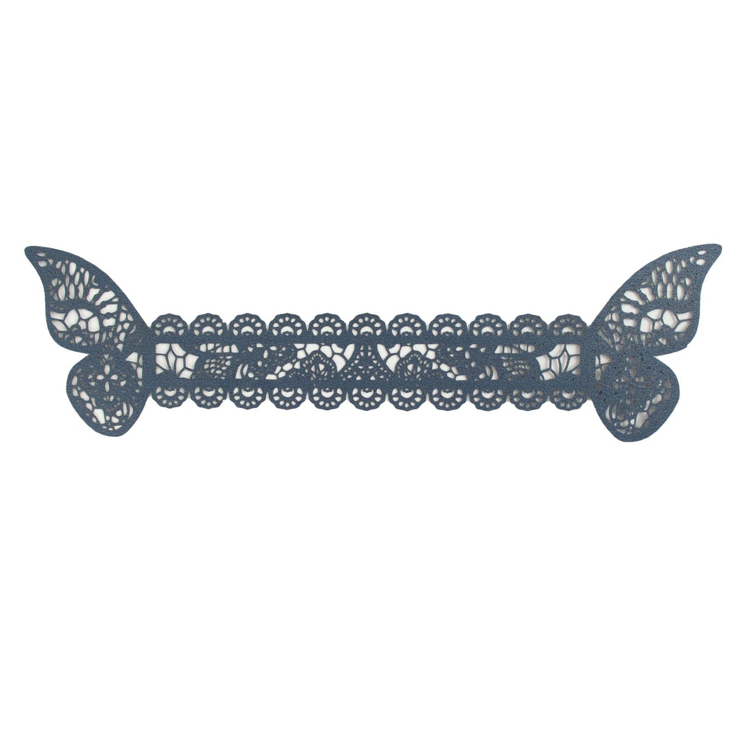 12 Pack | Navy Blue Shimmery Laser Cut Butterfly Paper Napkin Rings, Chair Sash Bows, Serviette Holders