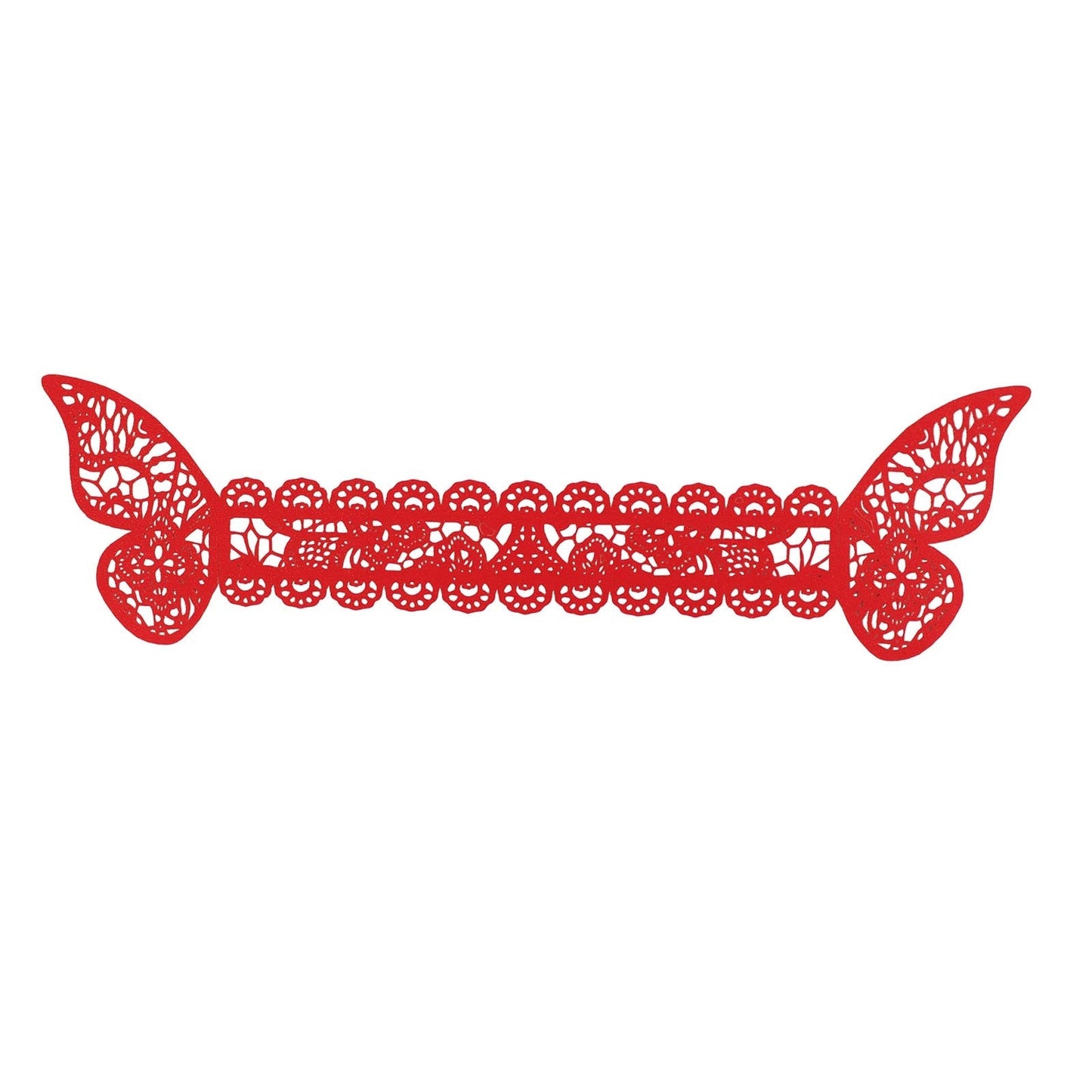 Red shimmery laser cut butterfly paper napkin ring.