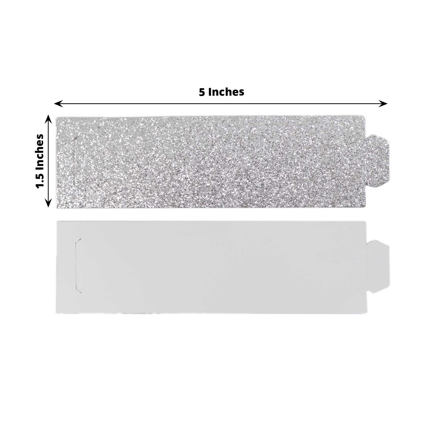 50 Pack Silver Glitter Paper Napkin Holders, 1.5" Disposable Napkin Rings