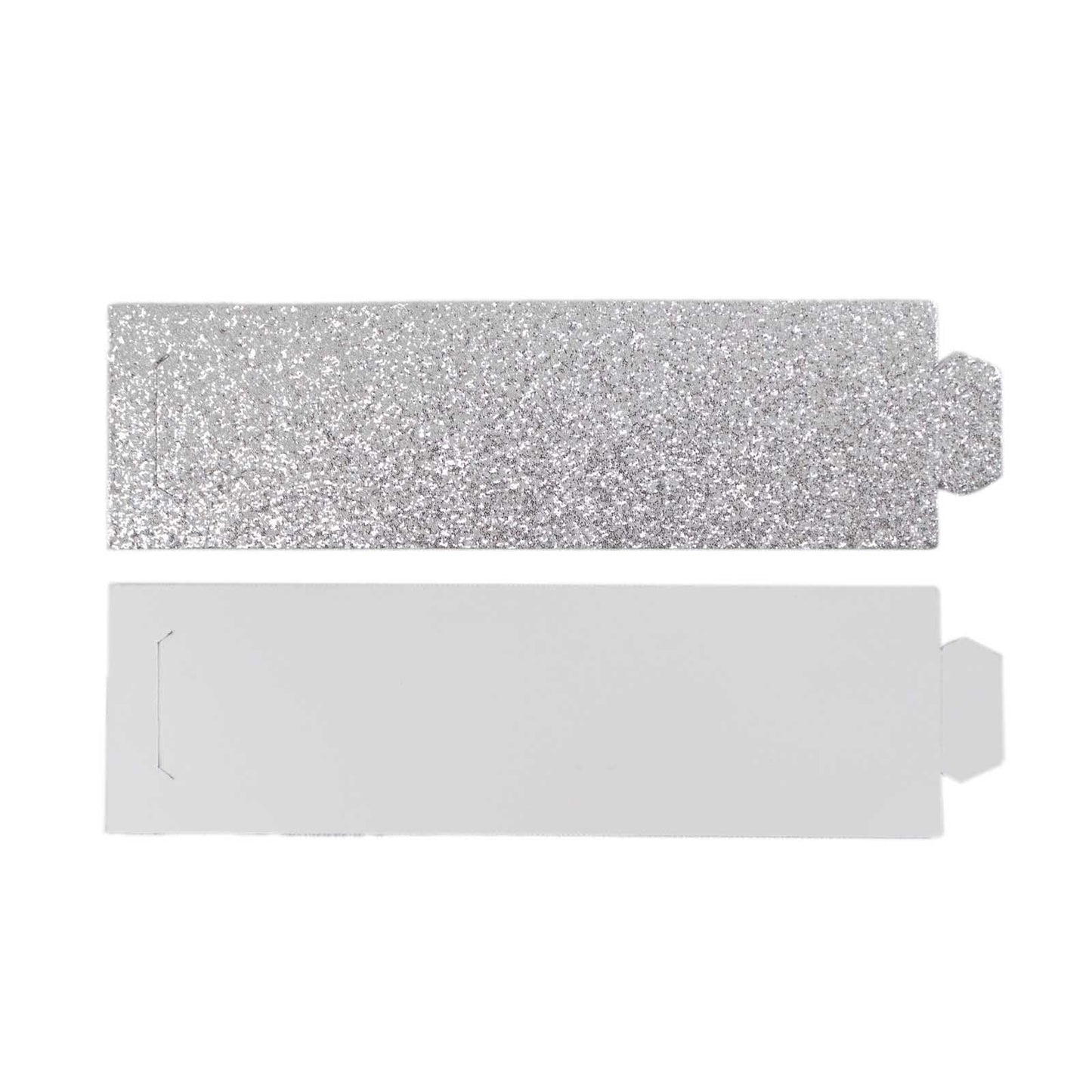 50 Pack Silver Glitter Paper Napkin Holders, 1.5" Disposable Napkin Rings