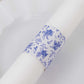 50 Pack White Blue Paper Napkin Holder Bands in French Toile Floral Pattern, Disposable Napkin Rings - 1.5"