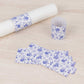 50 Pack White Blue Paper Napkin Holder Bands in French Toile Floral Pattern, Disposable Napkin Rings - 1.5"