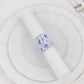 50 Pack White Blue Paper Napkin Holder Bands in French Toile Floral Pattern, Disposable Napkin Rings - 1.5"