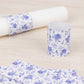 50 Pack White Blue Paper Napkin Holder Bands in French Toile Floral Pattern, Disposable Napkin Rings - 1.5"