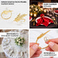 Gold leaf napkin rings with white pearl accent for wedding table décor.