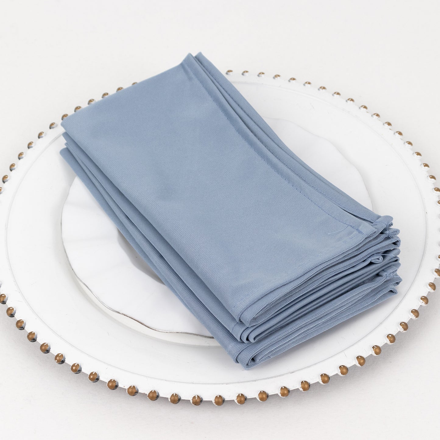 5 Pack Dusty Blue Scuba Cloth Napkins, Wrinkle-Free Reusable Dinner Napkins - 20"x20"