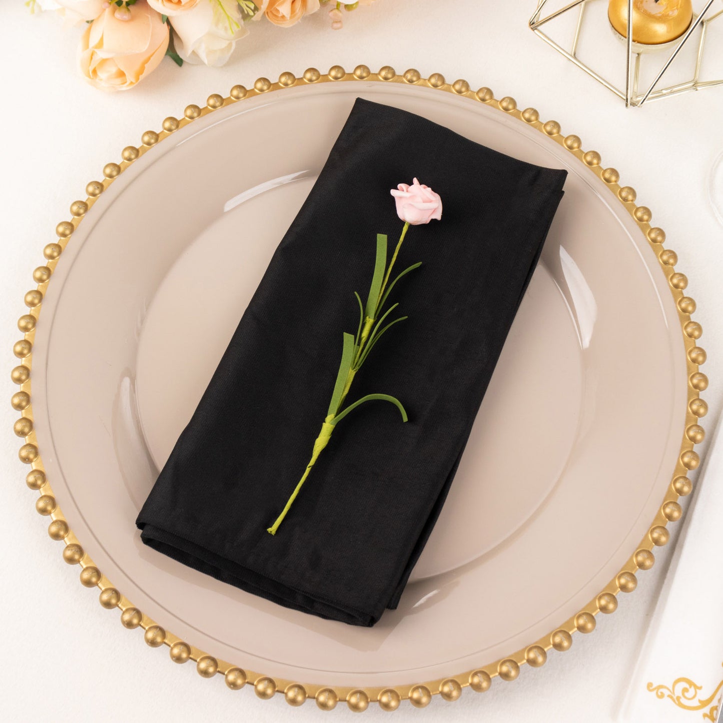 5 Pack Black Premium Scuba Cloth Napkins, Wrinkle-Free Reusable Dinner Napkins - 20"x20"