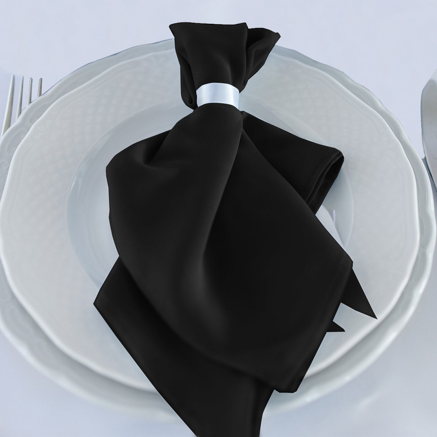 5 Pack Black Premium Scuba Cloth Napkins, Wrinkle-Free Reusable Dinner Napkins - 20"x20"