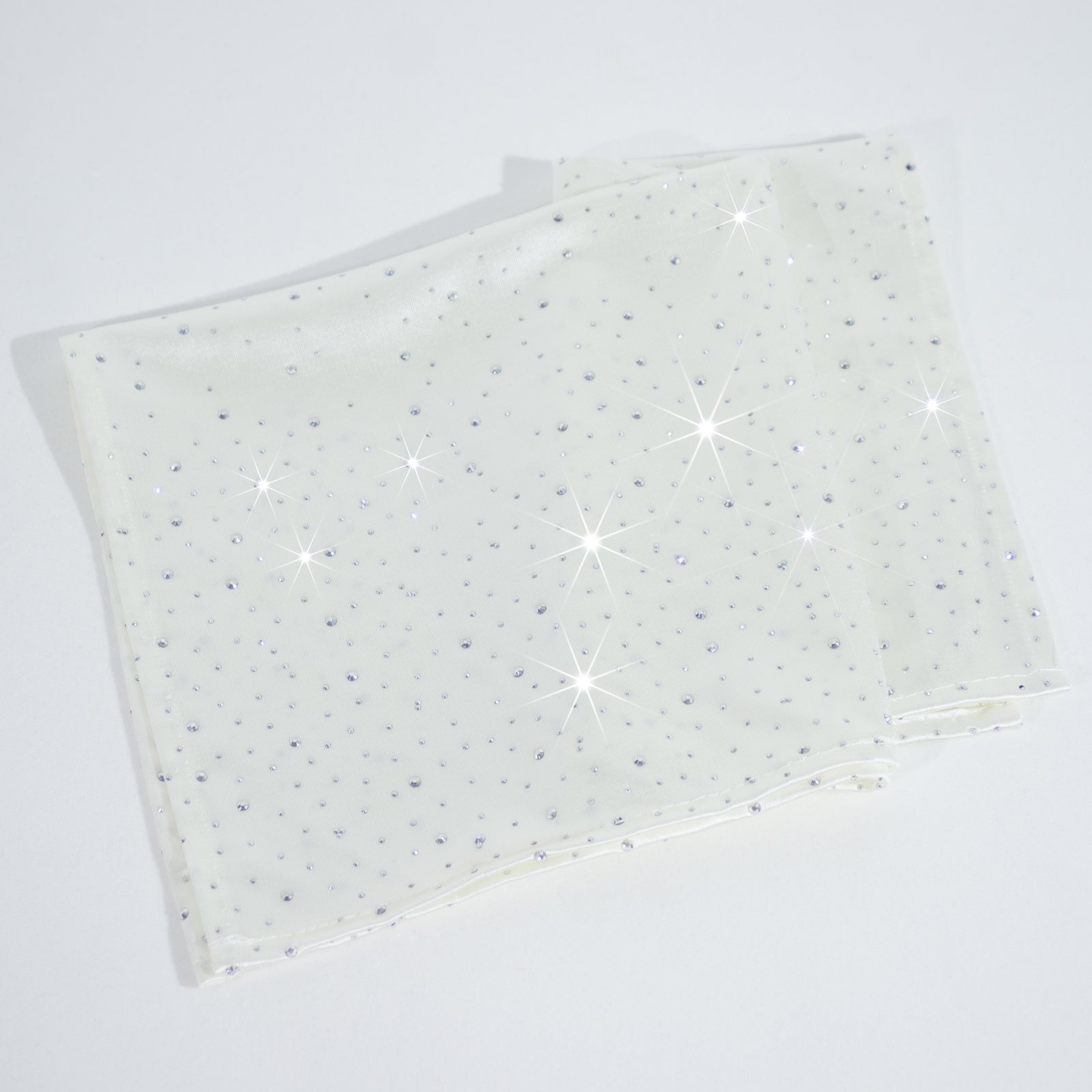 Pearl white reusable cloth napkins with rhinestone accents, 20"x20".