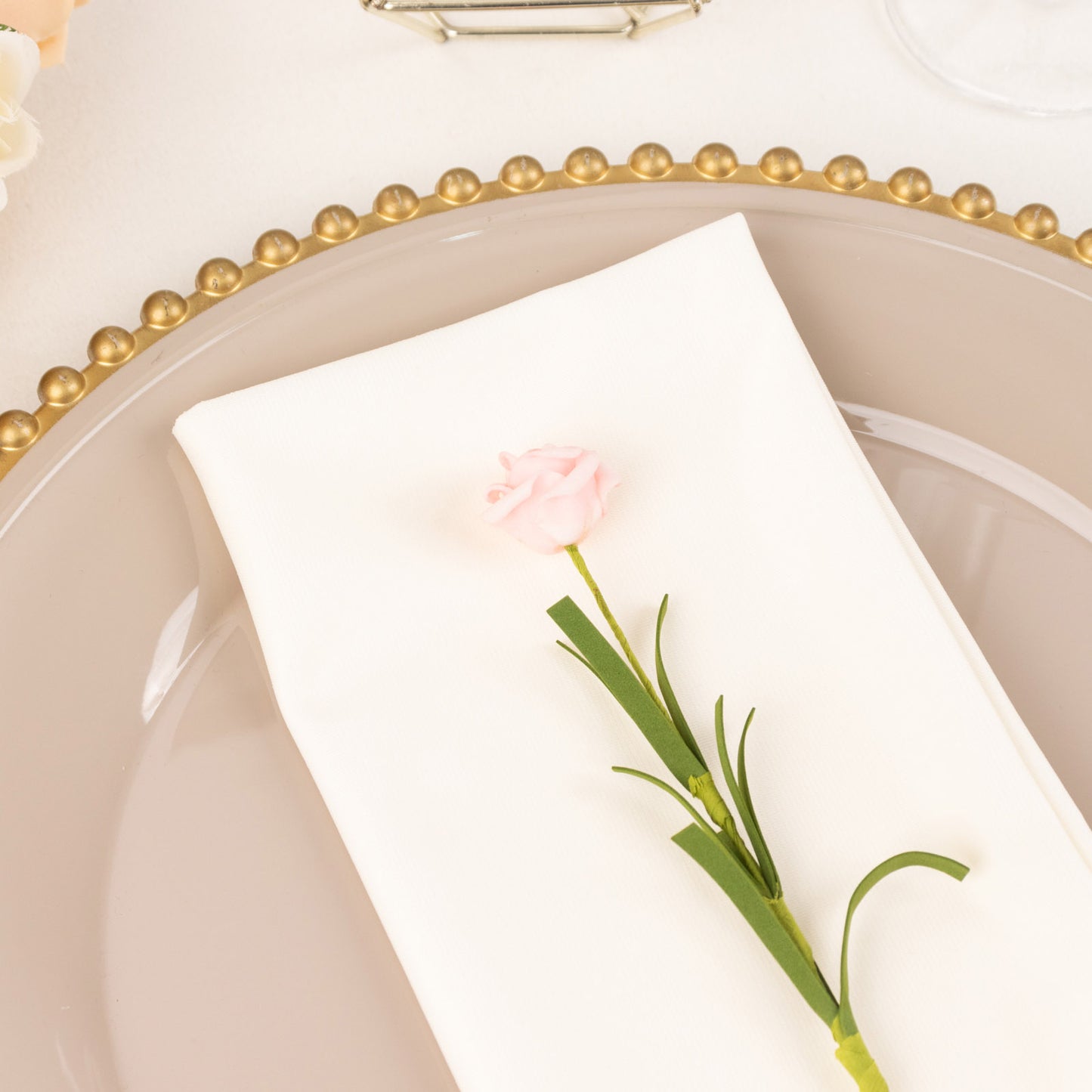 5 Pack Ivory Scuba Cloth Napkins, Wrinkle-Free Reusable Dinner Napkins - 20"x20"