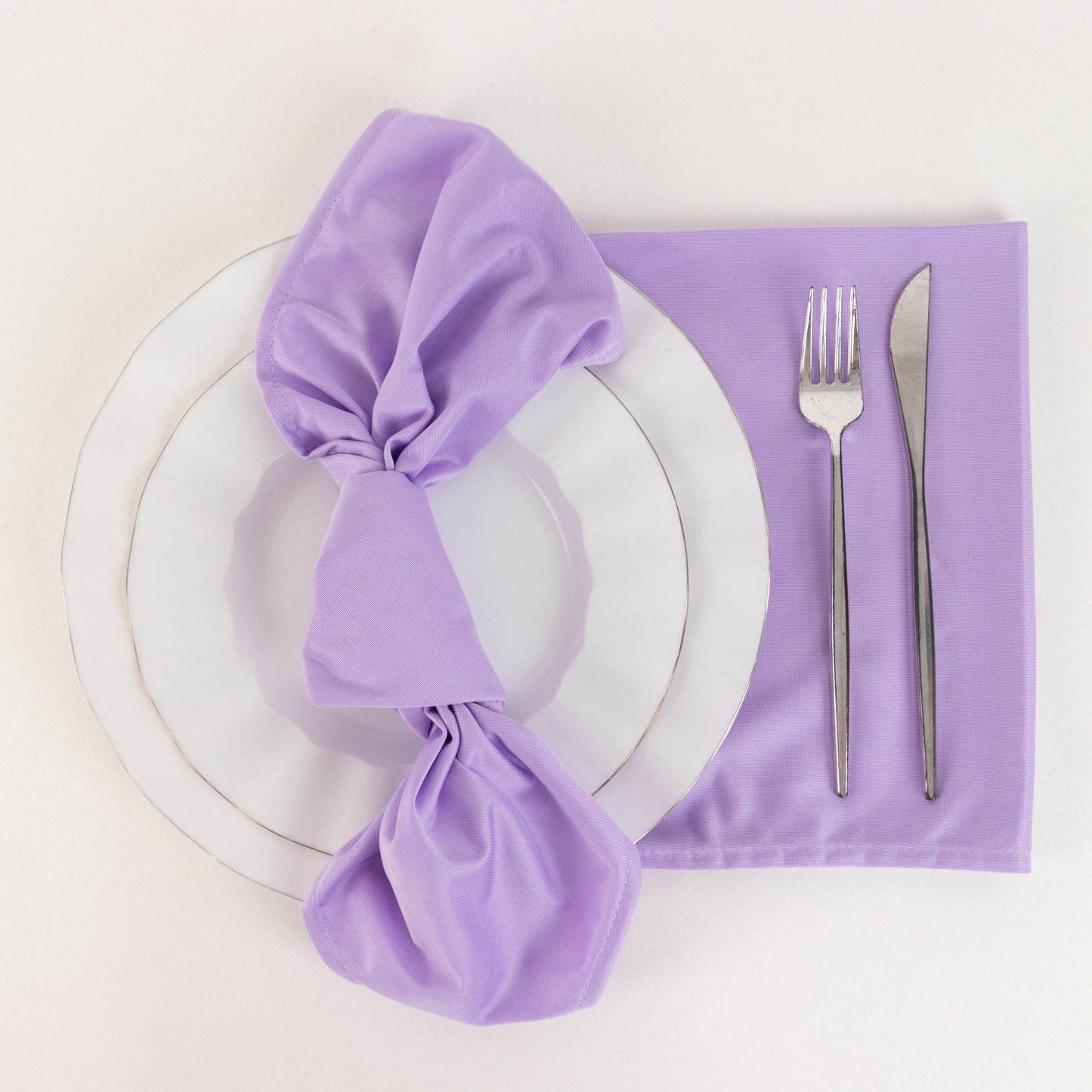5 Pack Lavender Lilac Scuba Cloth Napkins, Wrinkle-Free Reusable Dinner Napkins - 20"x20"