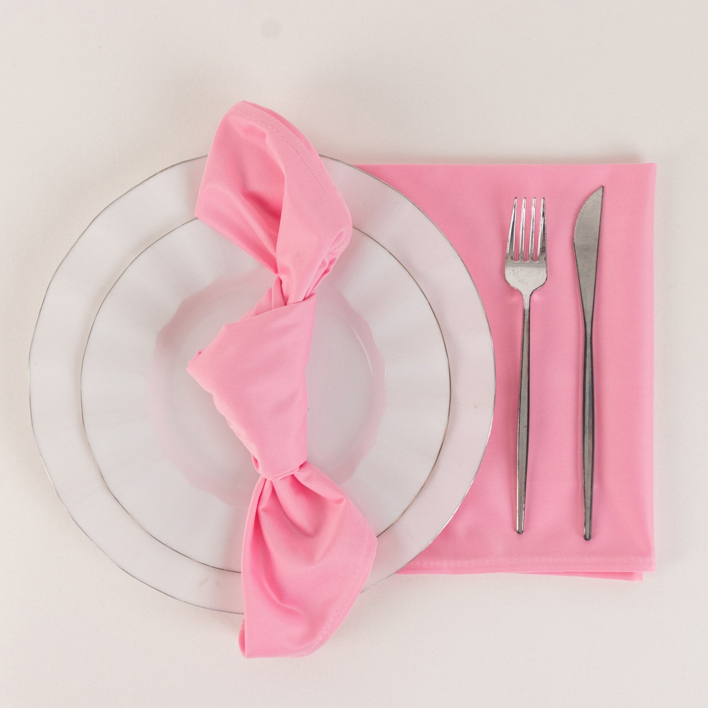 5 Pack Pink Scuba Cloth Napkins, Wrinkle-Free Reusable Dinner Napkins - 20"x20"