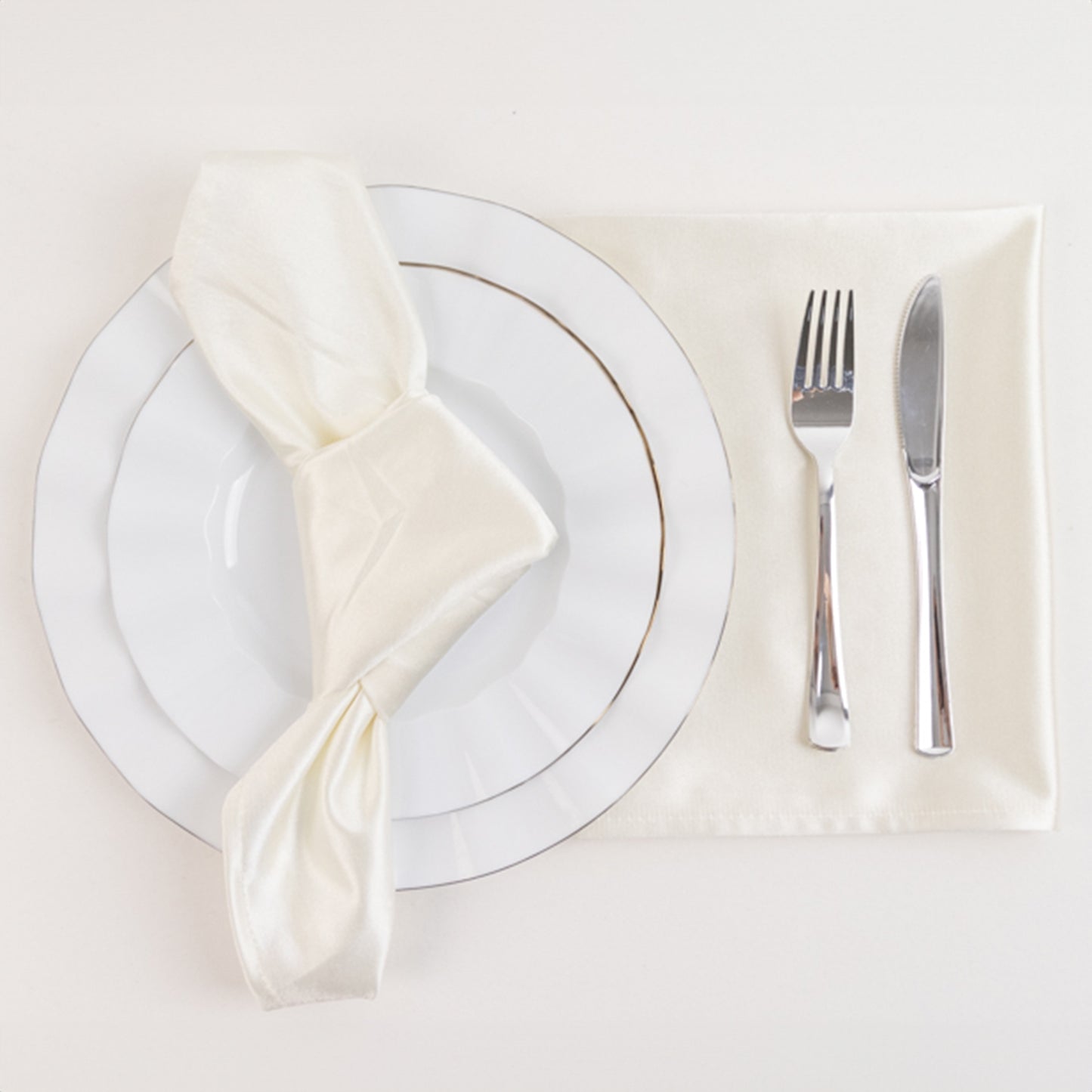 5 Pack Shimmer Pearl White Premium Scuba Dinner Napkins, Wrinkle-Free Reusable Cloth Napkins - 20"x20"