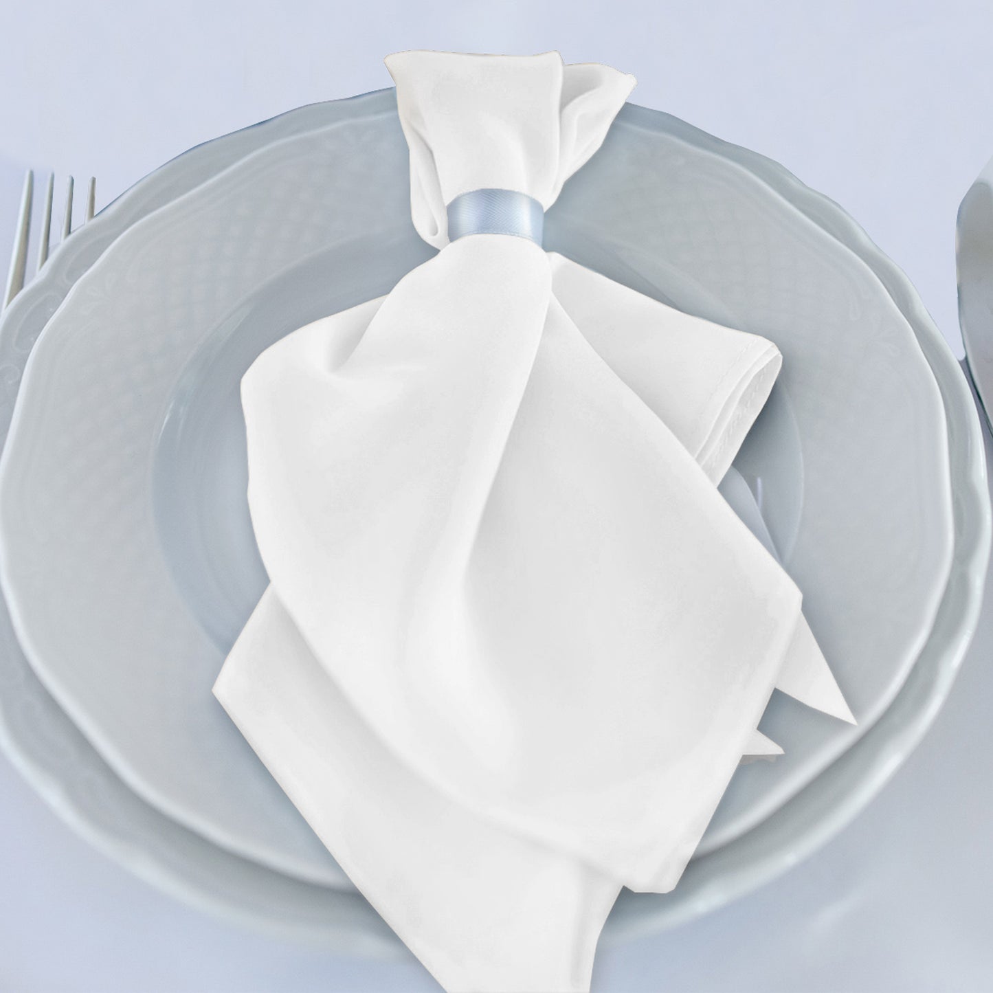 5 Pack White Premium Scuba Cloth Napkins, Wrinkle-Free Reusable Dinner Napkins - 20"x20"