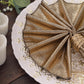 Antique gold shimmer sequin dots table napkin, reusable and stylish.