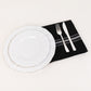 10 Pack Black Spun Polyester Cloth Napkins with White Reverse Stripes, Premium Restaurant Quality Bistro Napkins - 18"x22"