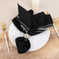 10 Pack Black Spun Polyester Cloth Napkins with White Reverse Stripes, Premium Restaurant Quality Bistro Napkins - 18"x22"