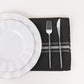10 Pack Black Spun Polyester Cloth Napkins with White Reverse Stripes, Premium Restaurant Quality Bistro Napkins - 18"x22"