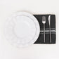 10 Pack Black Spun Polyester Cloth Napkins with White Reverse Stripes, Premium Restaurant Quality Bistro Napkins - 18"x22"